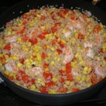 Bulgur with Red Pepper, Corn and Shrimp