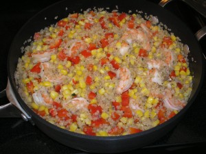 Bulgur with Red Pepper, Corn and Shrimp