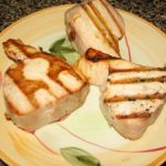 Tuna Steaks with Orange Ginger Pan Sauce and Shiitake Mushrooms