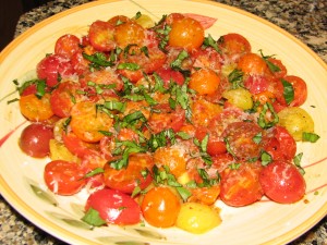 Warm Heirloom Cherry Tomato Salad