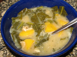Squash Soup with White Beans and Kale