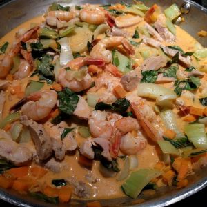 Red Curry Coconut Shrimp and Chicken