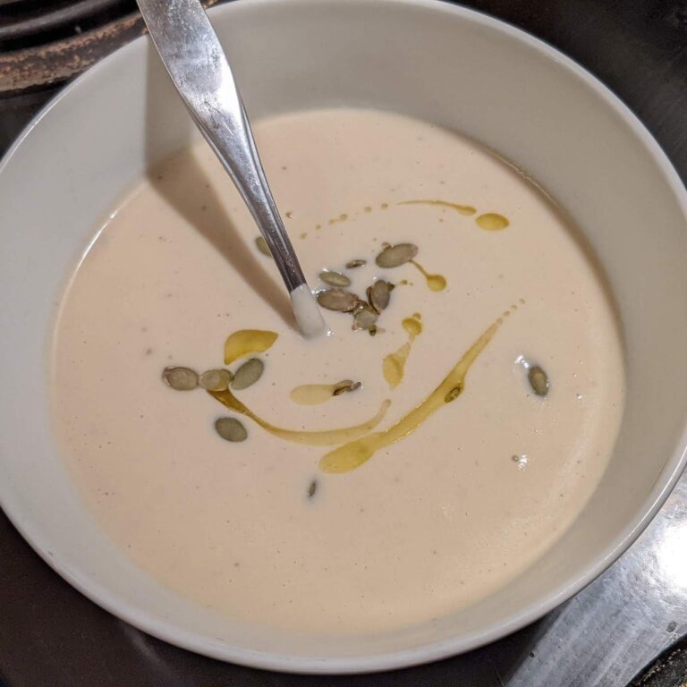 Creamy Cauliflower Soup with Rosemary Olive Oil