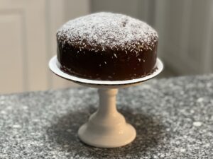 Coconut Pound Cake with Dark Chocolate Ganache